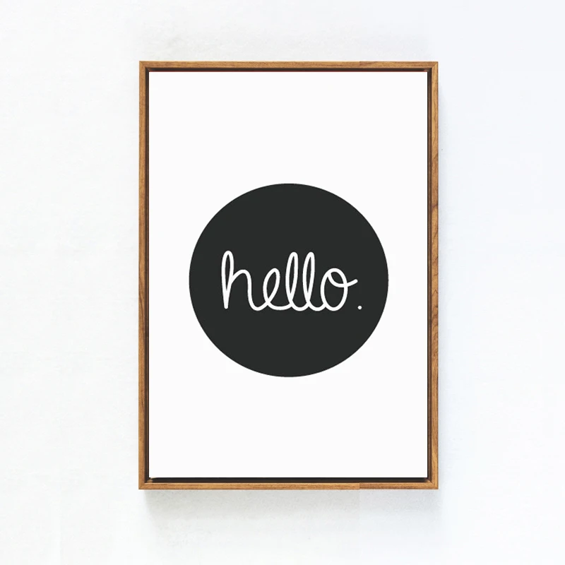 Современный мультфильм Hello черный белый домашний декор Детская комната холст
