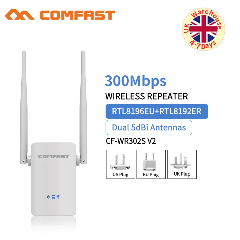 Фото Comfast беспроводной wifi ретранслятор 300 Мбит/с сеть расширитель сигнала Усилитель 2 *(Aliexpress на русском)