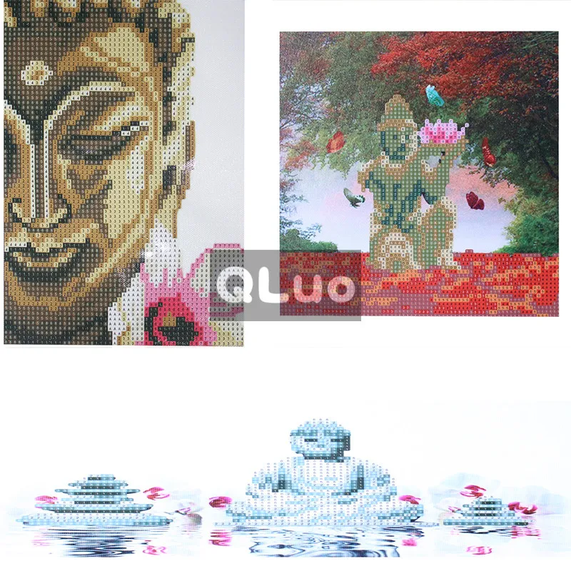 Qluo 5D Будды фотографии Домашний декор поделки алмазов картина крестом мозаика