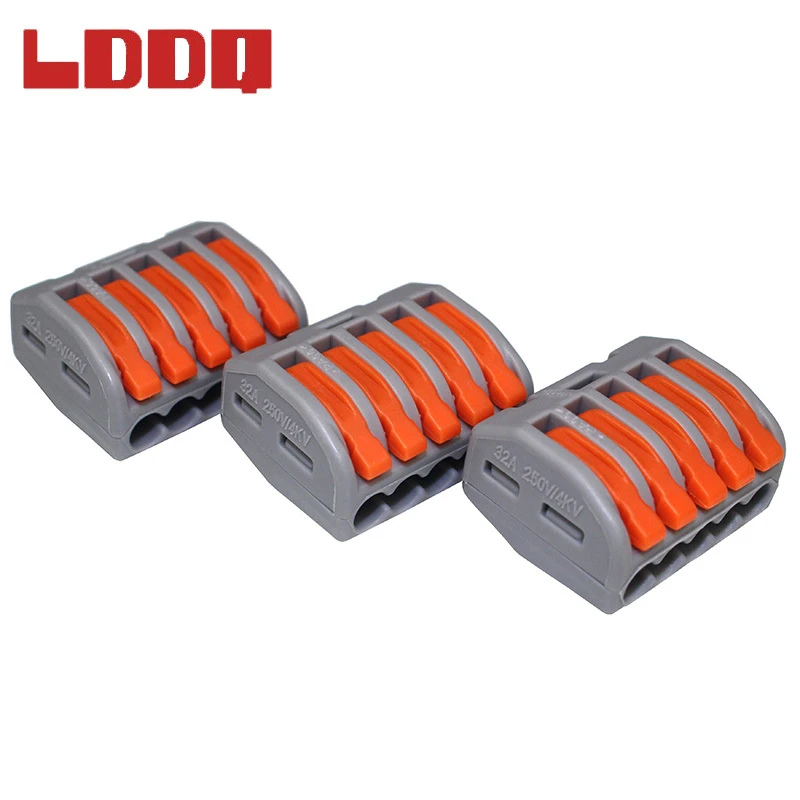 LDDQ 10pcs PCT215 Universal Compact Wire Wiring Connector 5pin Conductor Terminal Block Cable Connector with Level AWG 28-12