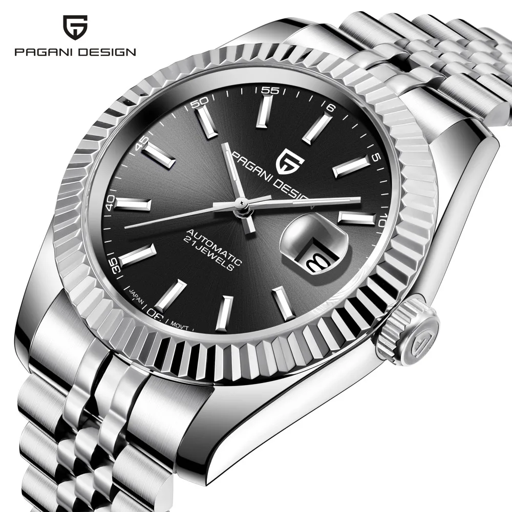 

PAGANI DESIGN Classic Black Dial Luxury Men Automatic Watches Stainless Steel Waterproof Mechanical NH35 Watch Relogio Masculino