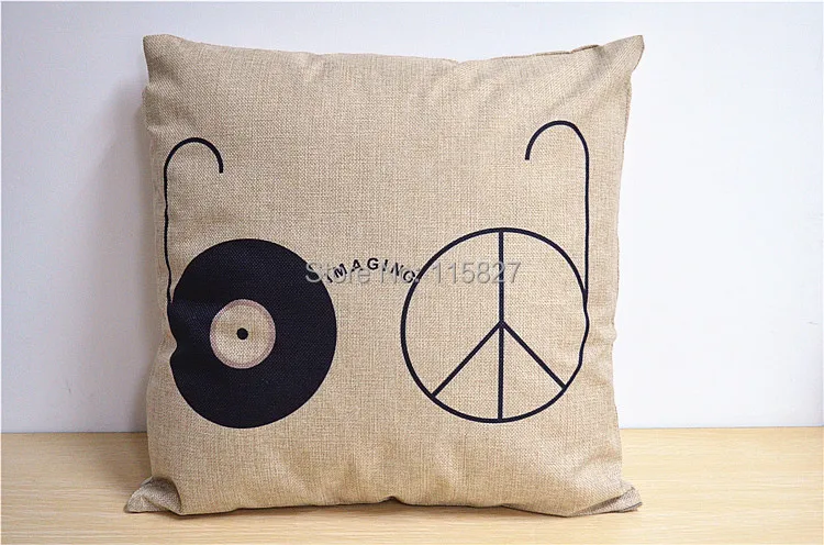 Бесплатная доставка! Легкая изображений рисовать из льна для стула подушки 2