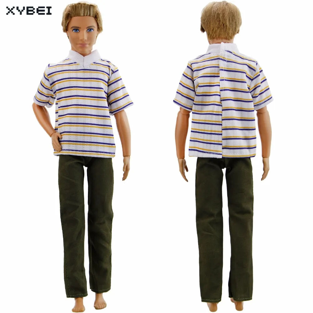 Handmade Outfit Horizontal Stripe Shirt Daily Casual Wear Long Pants Trousers Clothes For Barbie Doll Friend Ken Accessories Toy | Игрушки и