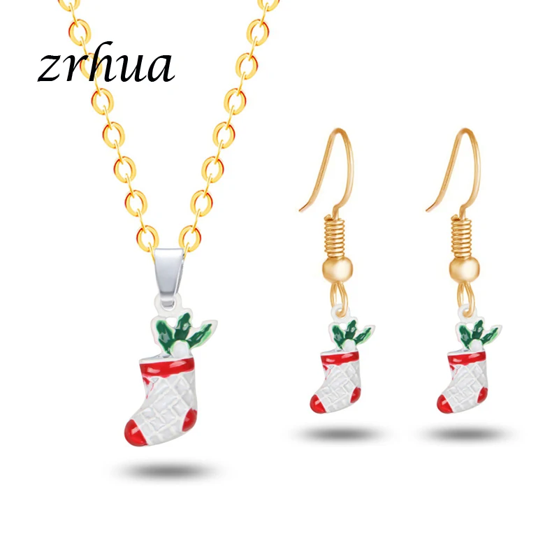 ZRHUA DIY Рождественский колокольчик ожерелье серьги набор Санта Клаус