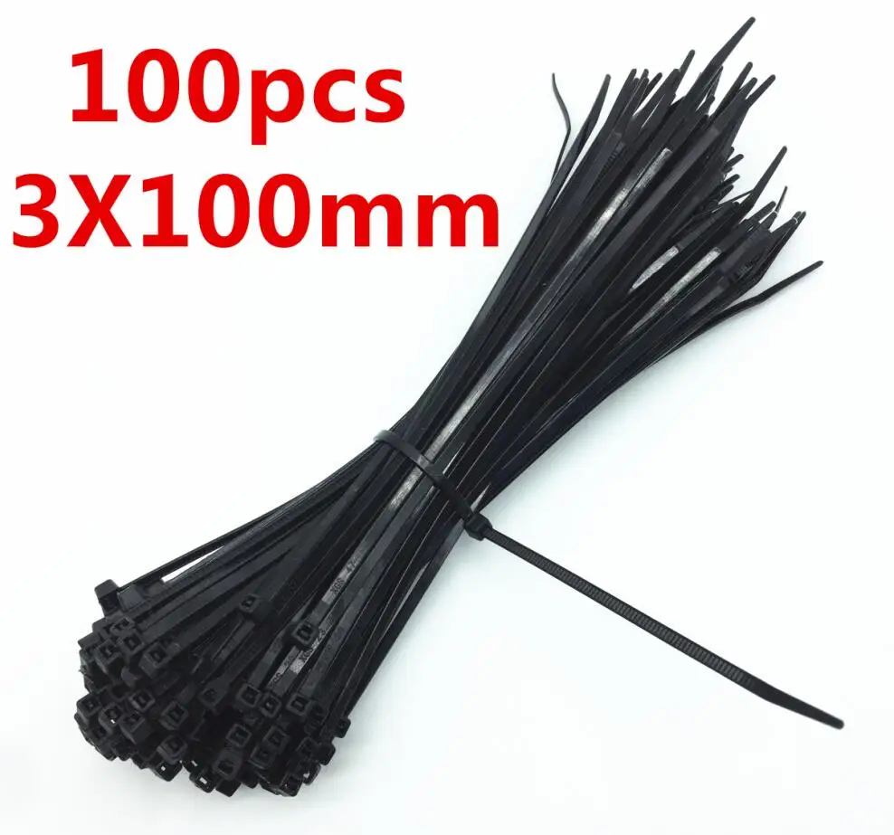 100 шт. 3X60/80/100/120/150/200 мм белый черный молоко кабель провод кабельные стяжки самоблокирующиеся Нейлоновые кабельные стяжки - Цвет: 3 x 100mm