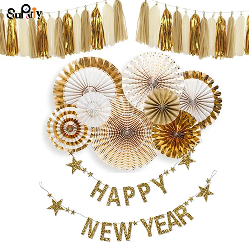 1 комплект фольга из золотой бумаги с розочками белая и золотая гирлянда