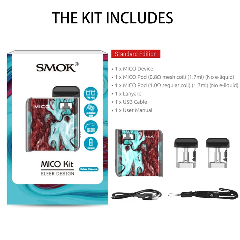 В наличии набор SMOK Mico электронная сигарета pod vape kit 700 мАч встроенный аккумулятор 1
