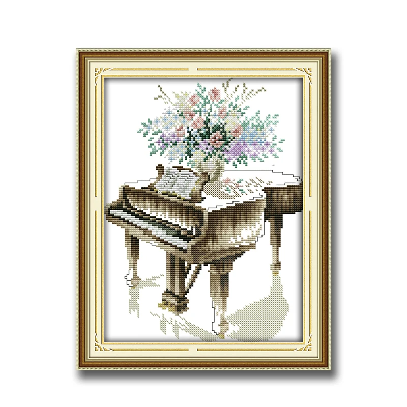 Grand piano flower decor Painting dmc 14CT 11CT counted cross stitch kits embroidery set Needlework Set chinese | Дом и сад