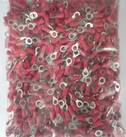 1000pcs rv1 25 10 22 16 awg 38 red vinyl ring terminals copper insulated terminal cable connector