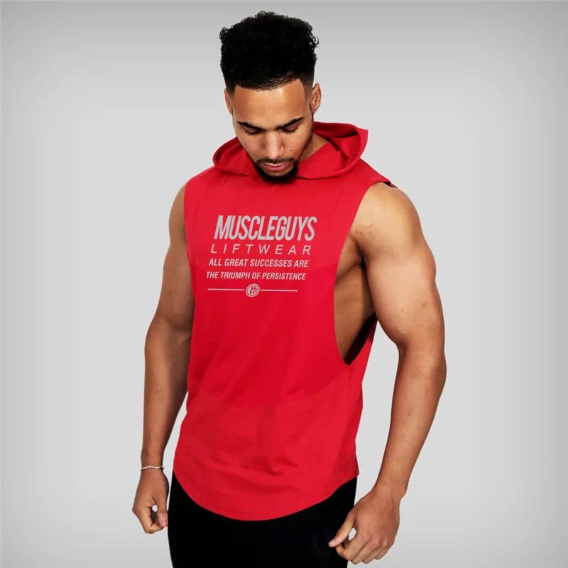 Muscleguys летняя брендовая мужская майка с буквенным принтом s для тренажерного зала Стрингер одежда для фитнеса или бодибилдинга без рукавов с капюшоном топы для мужчин