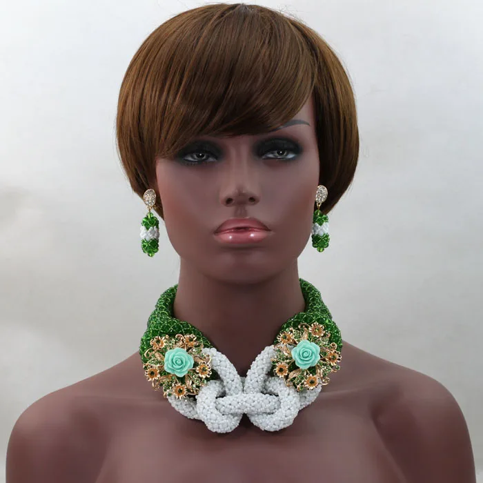 2017 модные роскошные нигерийские Африканские свадебные бусы ювелирный набор