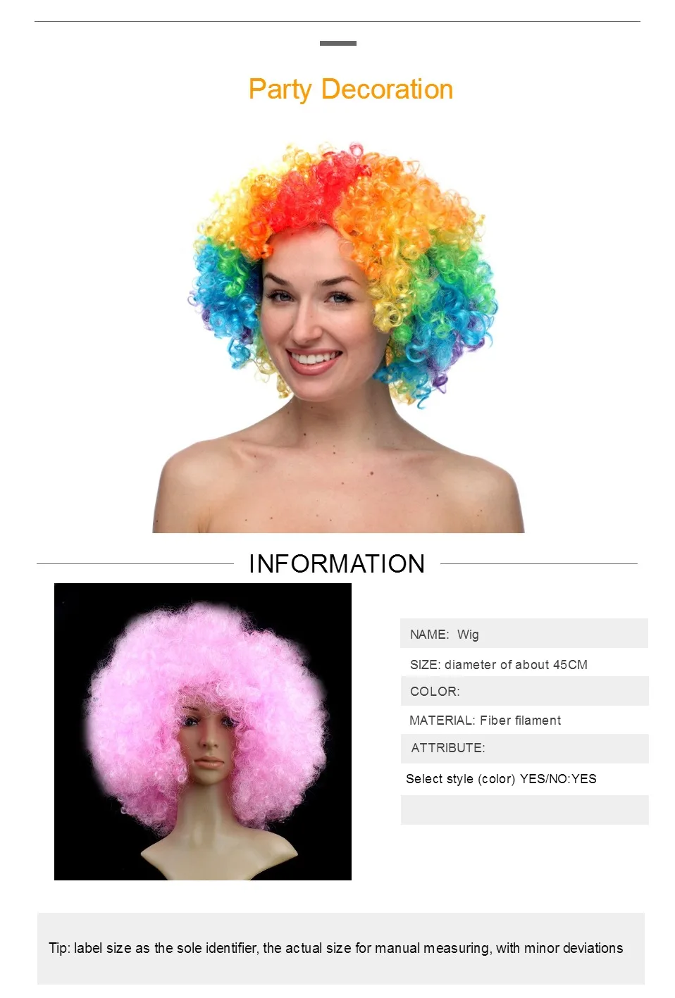 Парик на Хэллоуин афро wigcosplay Harajuku аниме вечерние парики негабаритных многоцветные синтетические парики для болельщиков Хэллоуин