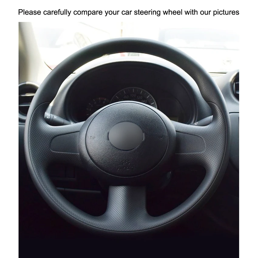 Сшитые вручную DIY черные кожаные аксессуары из микрофибры для Nissan March Sunny Versa 2013