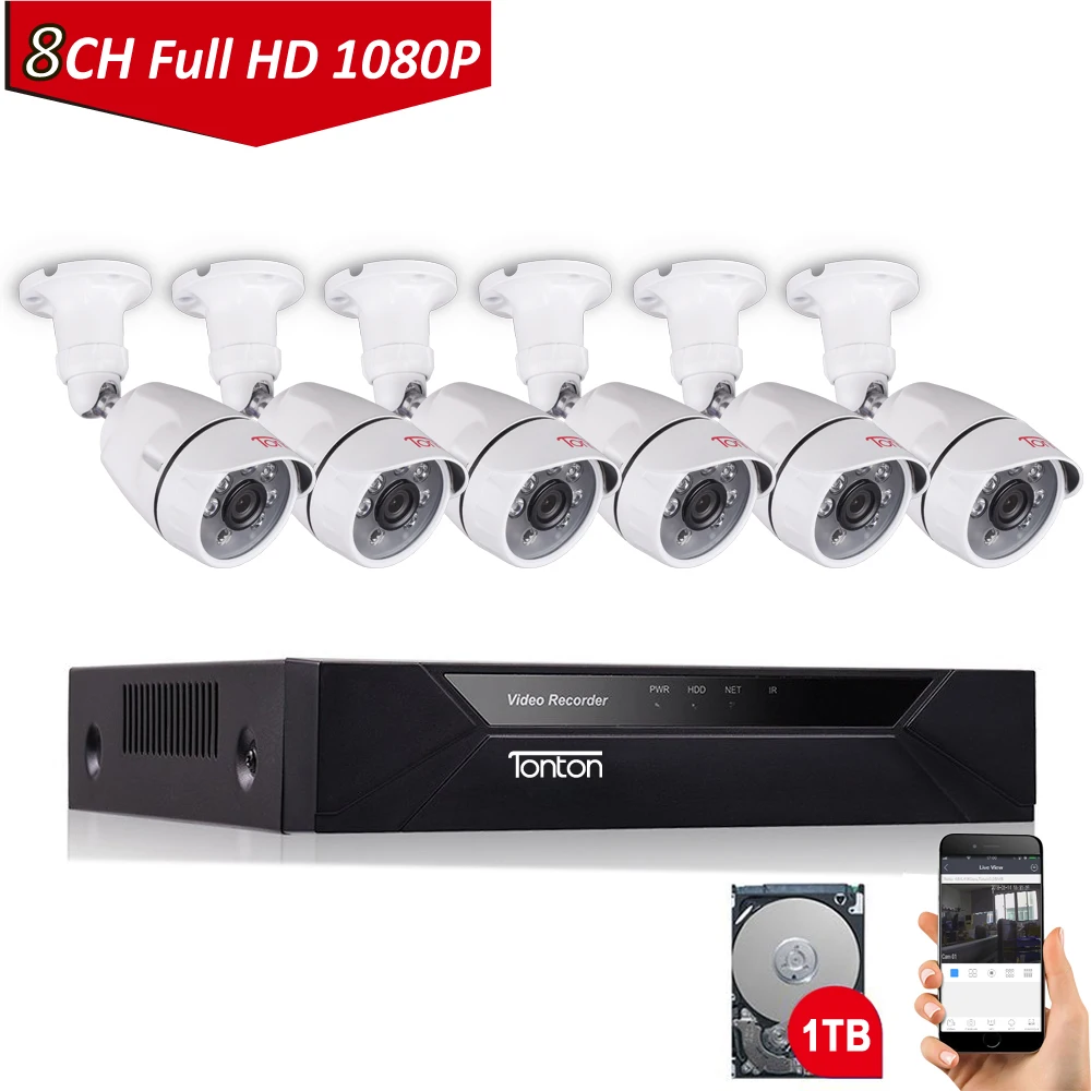 Tonton комплект видеонаблюдения 1080P HDMI DVR система безопасности FHD наружная домашняя