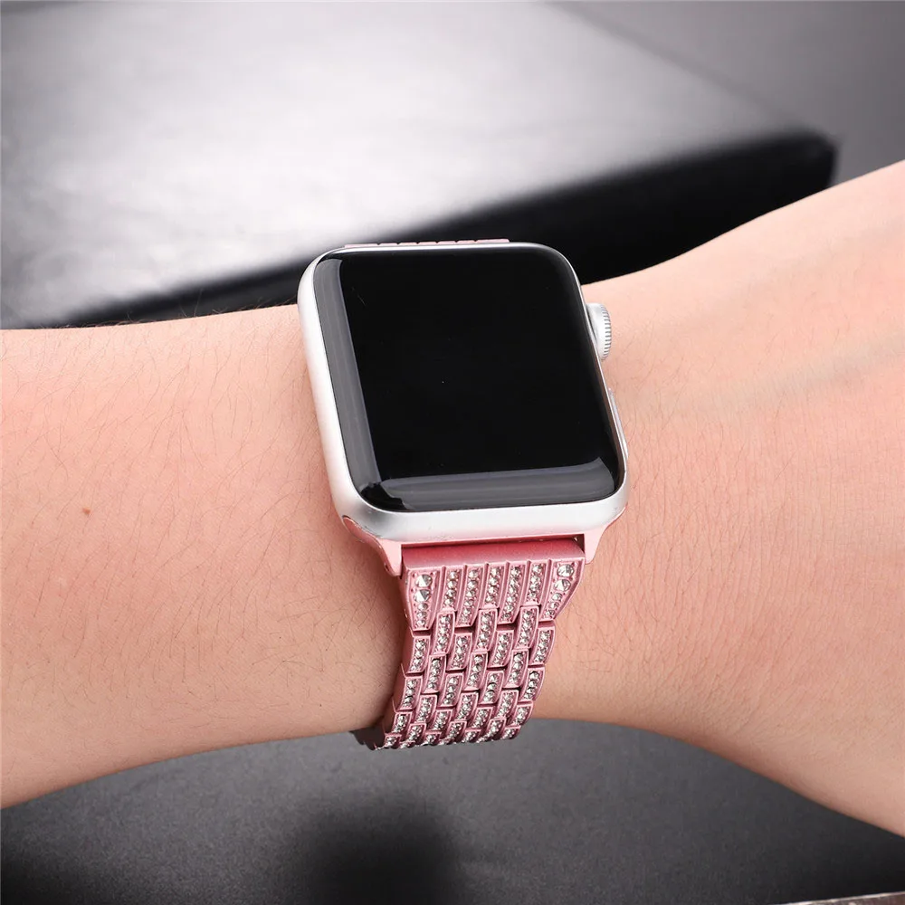 Браслет из нержавеющей стали с бриллиантами для Apple Watch SE Band металлический