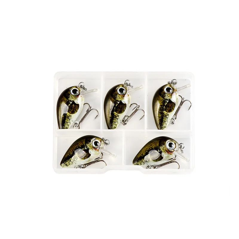 XP5-07 5PCS/Box Crankbait 2.5cm Fly Fishing Lures Topwater Wobblers Quality Mini Swimbait Hard lure Artificial Baits with Plastic Box - Color: XP5-07
