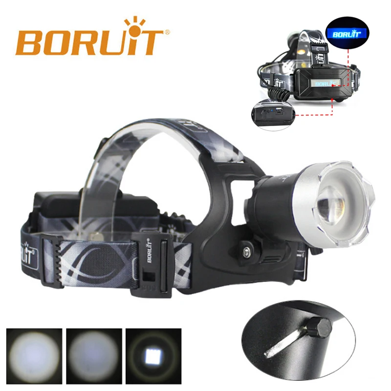 Boruit B13 светодиодный налобный фонарь перезаряжаемый масштабируемый