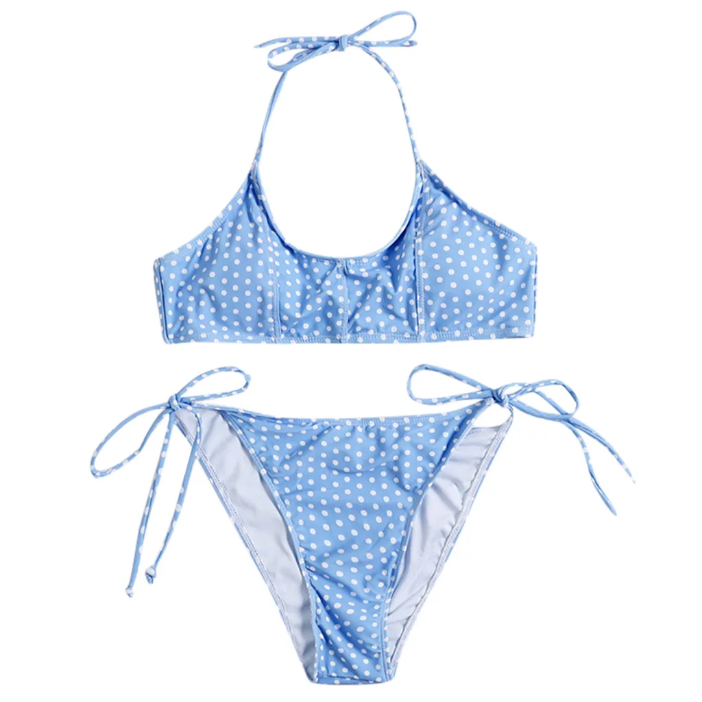 Женский купальник с пуш-ап SAGACE бикини принтом в горошек бандажный низкой талией