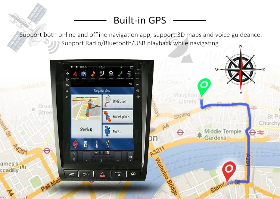 AuCAR 2 din Android 8,1 Tesla стиль ips экран 12,1 ''Автомагнитола для Lexus GS300 GS350 GS400 GS430 GS460 1 din кассетный плеер