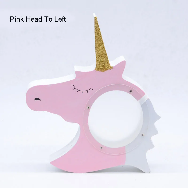 Pink Head To Left Прекрасный единорог Копилка коробка для денег и монет хранения домашнего декора - Цвет: Pink Head To Left