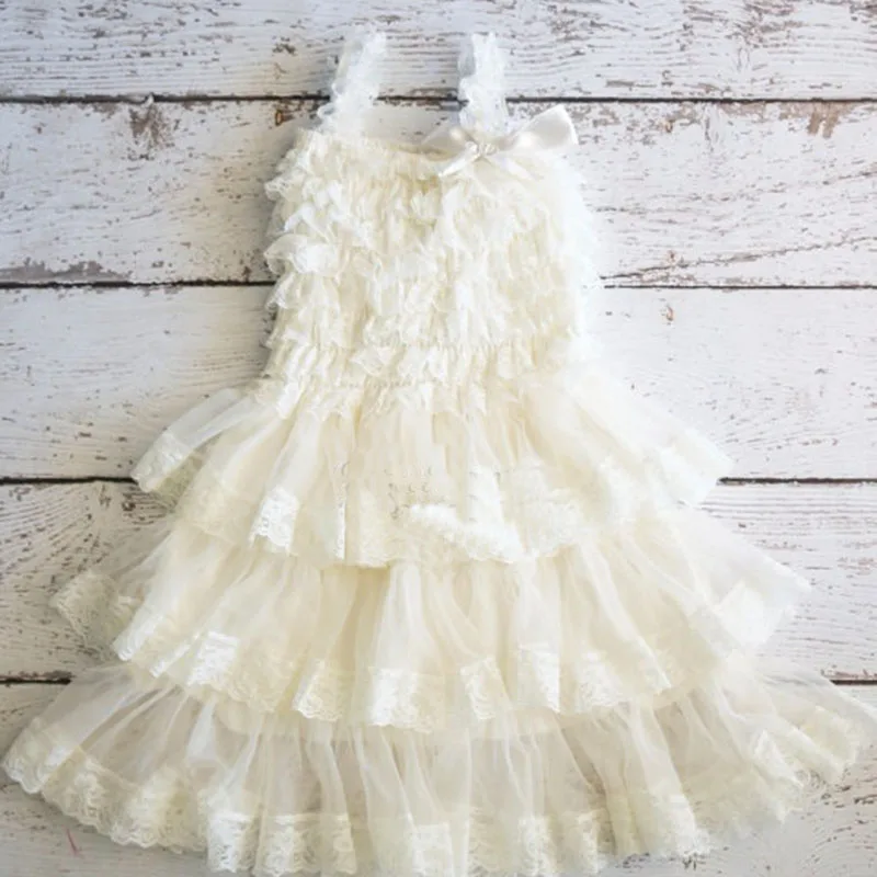 Girls Dress Summer For Girl White Lace Beige One-piece Baby Clothing Daughter 2-8 Age & Mom Pregnant | Детская одежда и обувь