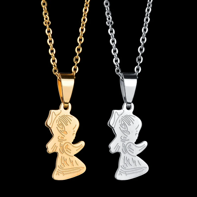 Trendy Cartoon Children Jewelry Dance Boy Girl Gold Color Stainless Stee Necklaces Pendant Kolye Collier | Украшения и аксессуары