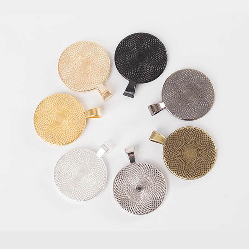 6 шт./лот подвеска с кабошонами 25 мм Плоский Круглый безель драгоценным камнем