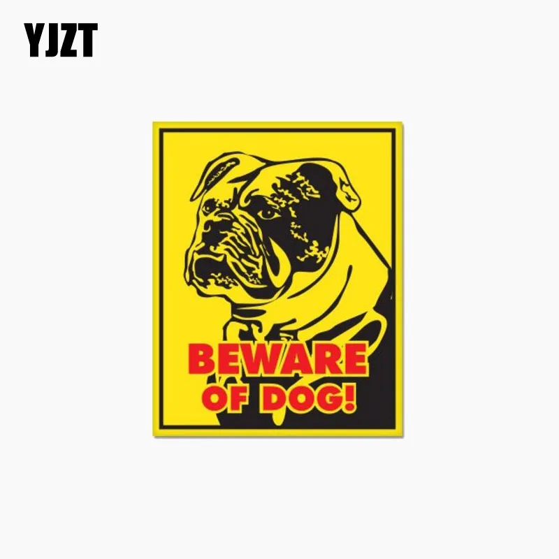 

YJZT 12.7CM*16CM Bulldog Beware Of Dog Sign Car Sticker Reflective Decal C1-7665