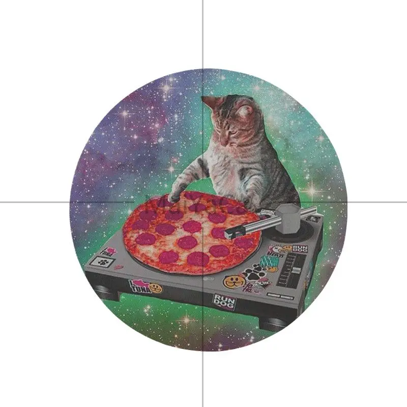 MaiYaCa нескользящий ПК Dj Cat piza Cat Силиконовый коврик для мышки игра пользовательский дизайн игровой компьютер круглые коврики для мыши