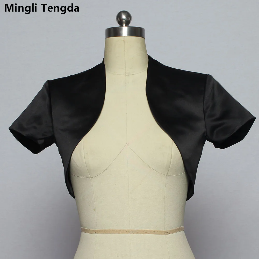 Новинка 2018 свадебное болеро с коротким рукавом жакет для невесты Белый/Черный