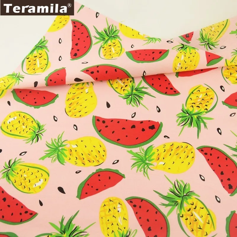 Хлопок Teramila Поплиновая ткань высокого качества с принтом фруктов стиль светло
