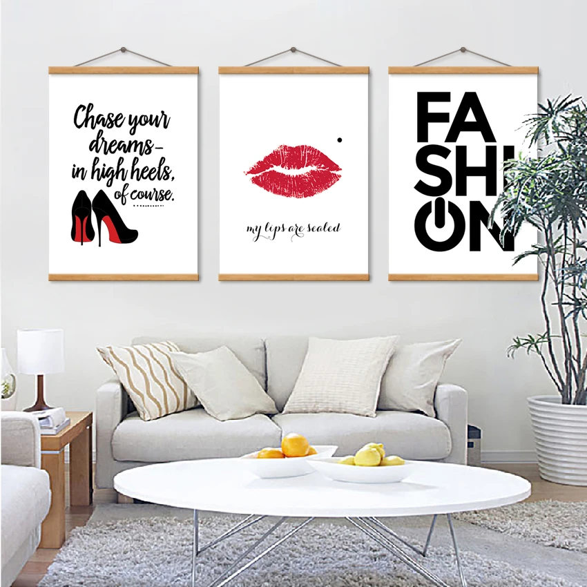 SPLSPL модные плакаты с красными губами на высоком каблуке для девочек Декор