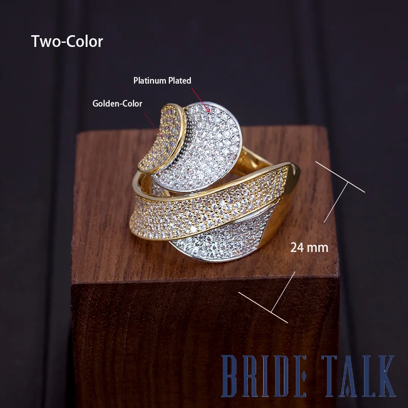 two color Невесты TALK аксессуары Mujer ювелирные изделия из Саудовской Аравии обручальное кольцо ювелирные изделия с кубическим цирконием камень 3 Тон Цвет для женщин - Цвет основного камня: two color