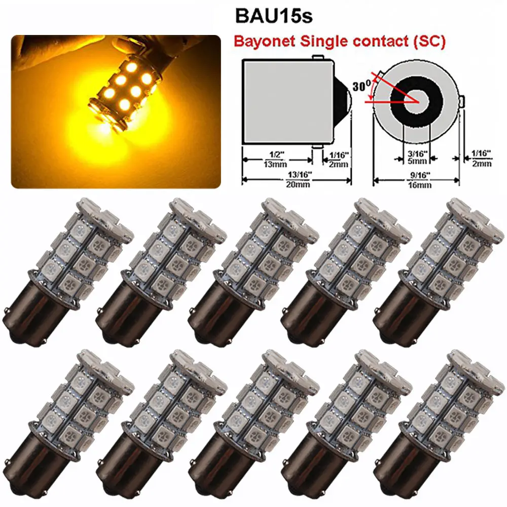 4 лампада Led 27 5050 Smd 1156 Bau15s PY21W Para Seta Pisca Carro Laranja /Ambar|1156 bau15s|bau15s py21w1156 bau15s py21w |