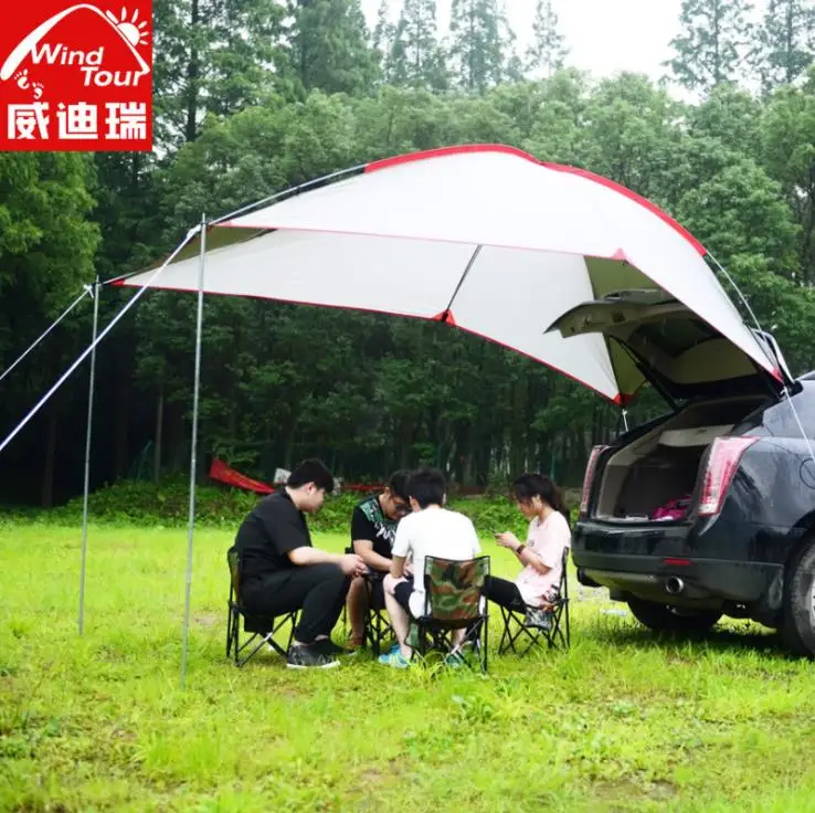 売る 屋外ポータブルキャンピングカーテールアカウント自己駆動ツアーバーベキューマルチ人防雨シェードガゼボビーチキャノピーテントキャノピー