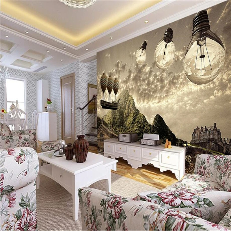 3d обои на заказ Европейский космический аппарат лампа HD часы ТВ настенное