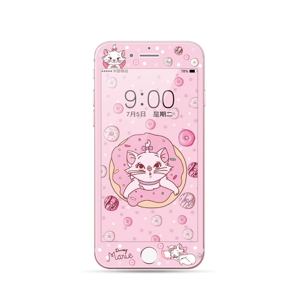Закаленное защитное стекло для экрана с единорогом для iPhone 7, 8 Plus, 6, 6 S Plus, Elmo Cat, милый мультяшный котенок, 3D, 9 H, HD, полное покрытие, пленка SJ40