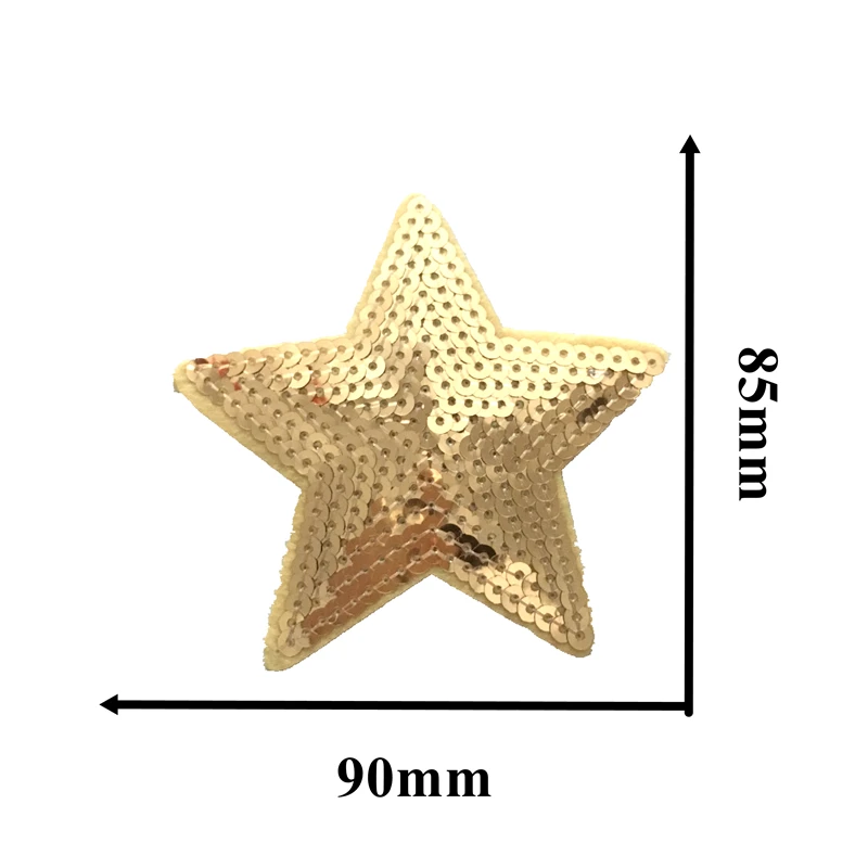 Red/Gold/Silver Star Sequined Iron on Patches for Clothes Handbags 9x8.5 cm Sequins Five-Star Embroidery Applique 10pcs/lot |