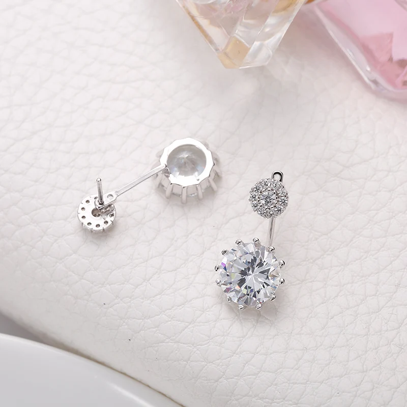 Manxiuni Luxury Stud Long Earrings for Women Wedding Round Zircon Party Gift Rhodium Plated Wholesale | Украшения и аксессуары