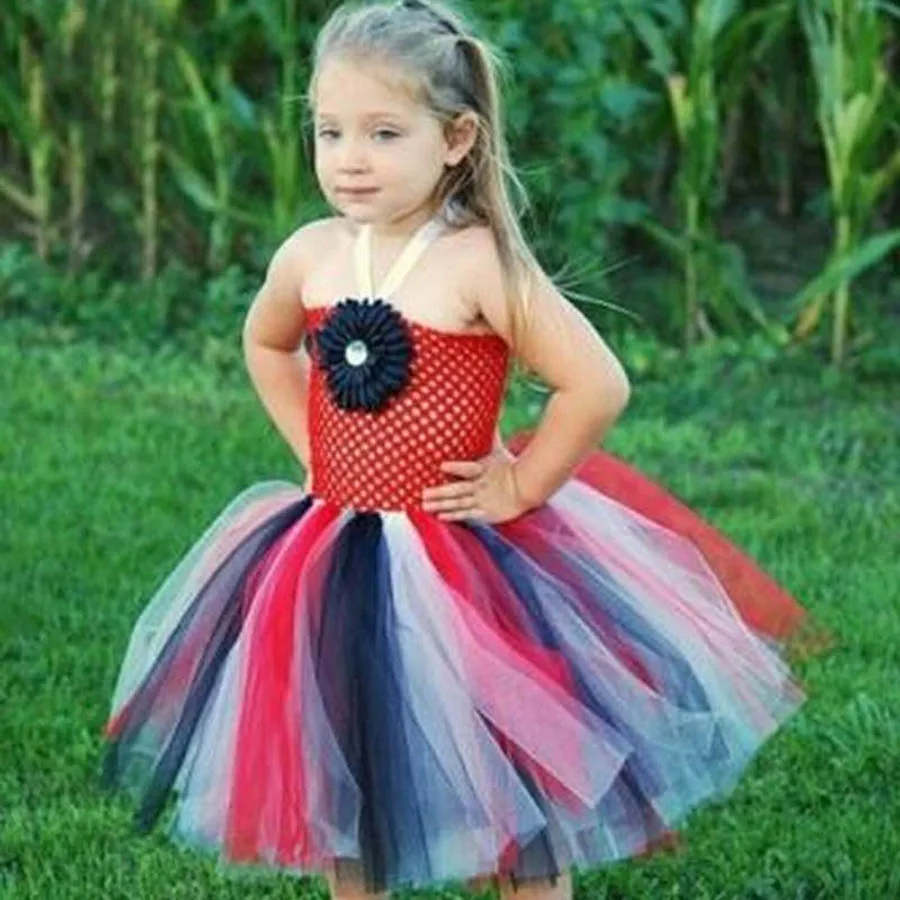 Ksummeree Rainbow Bright Fun Fluffy Tutu Dress Girls Summer Baby Birthday Party Halloween Christmas Costume TS126 | Детская одежда и