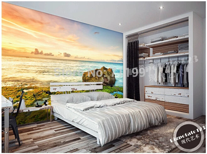 

Custom photo wallpaper seascape beach for the living room TV backdrop of vinyl wallpaper Papel de parede