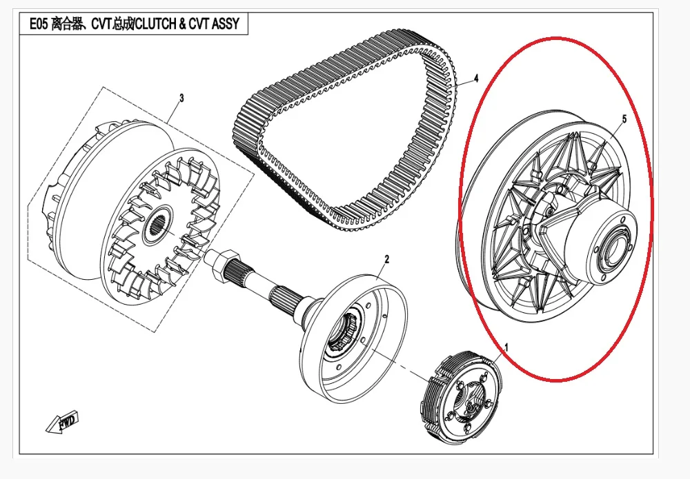 

Driven pulley for CFMOTO Z6EX / terracross 625 Part number 0180-052000-0002
