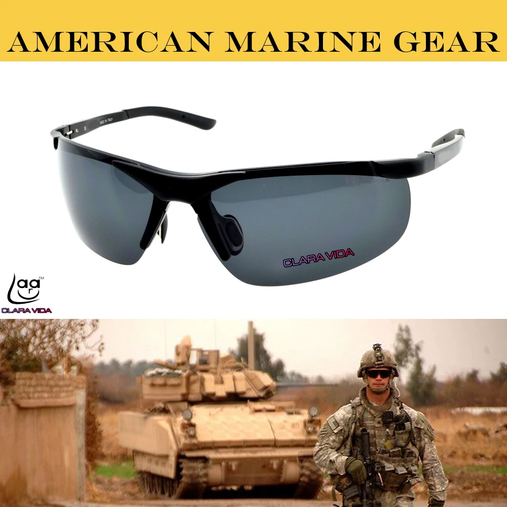

Polarized Sunglasses =clara Vida=american Marine Gear Polarized Aluminium Magnesium Alloy Uv400 Uv100% Battle Field Sunglasses
