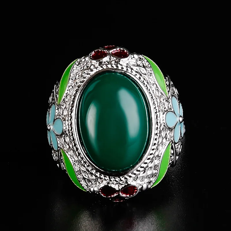 Горячая продажа 12*16 мм DIY Rodium покрытием красивый цветок эмаль модное кольцо