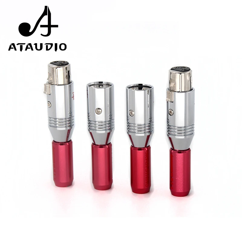

4 pcs ATAUDIO Hifi XLR Plug rhodium plated 3 pins Male and Female XLR Connectors for Diy