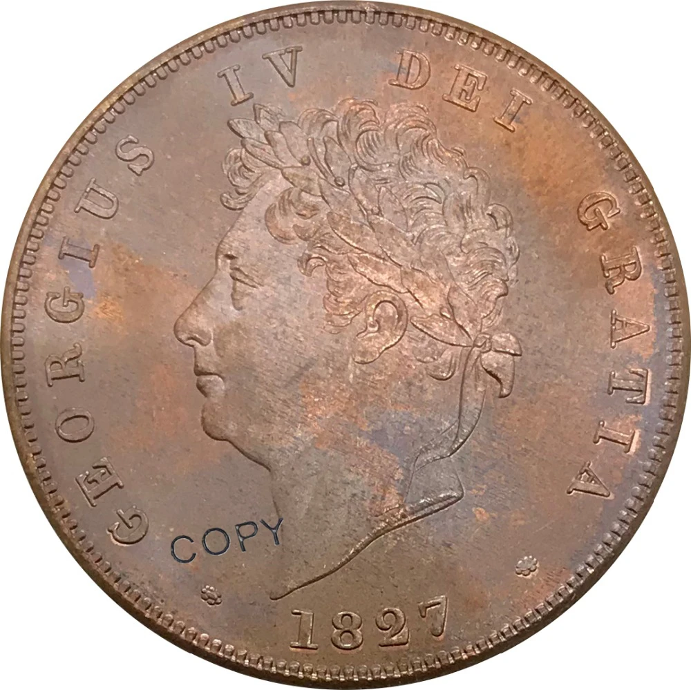 

1827 Great Britain 1 Penny Red Copper collectibles Copy Coin