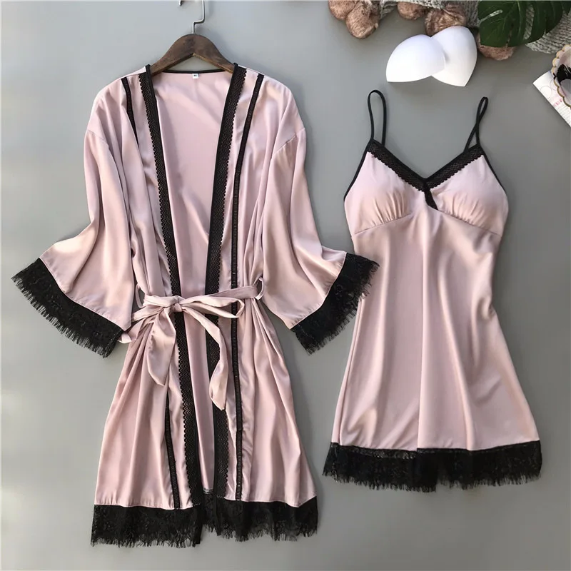 2018 Сексуальная сорочка женская летняя льда шелковые ремни рубашки два Костюм из