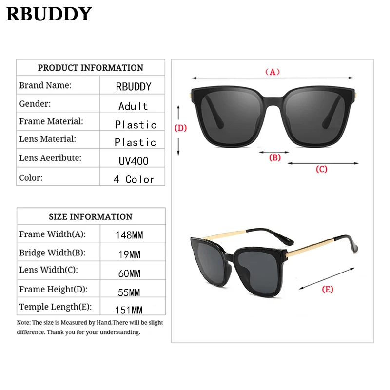 RBUDDY Ретро негабаритные солнцезащитные очки кошачий глаз Мужские квадратные для