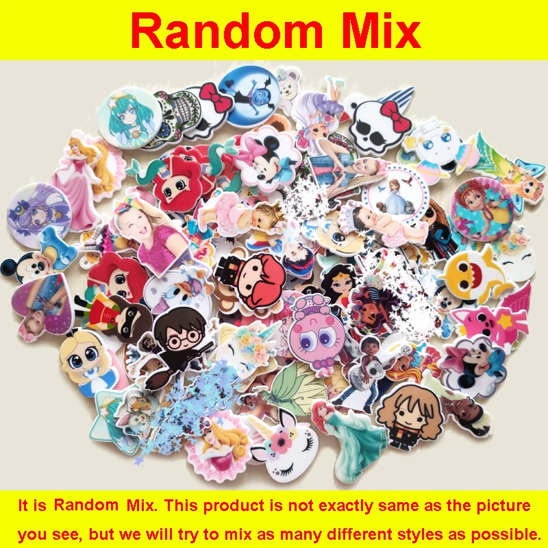100 шт. смешанные смолы Ассорти мультфильм персонаж Flatback DIY Поделки Kawaii плоское