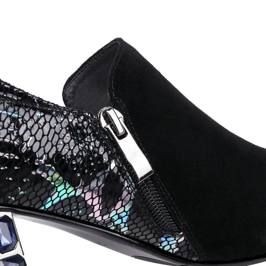 Женские туфли-лодочки QUTAA Осенняя обувь из овчины на квадратном каблуке со